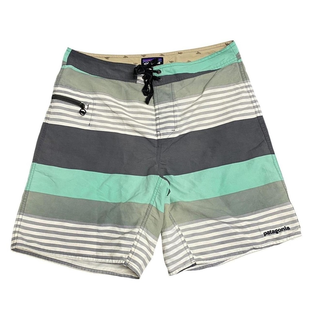 Patagonia Striped Board Shorts Swim Trunks Size 32